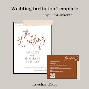 Wedding Invitation and Details Card Template