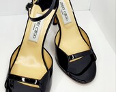 Authentic Jimmy Choo Black Patent Leather Sandals