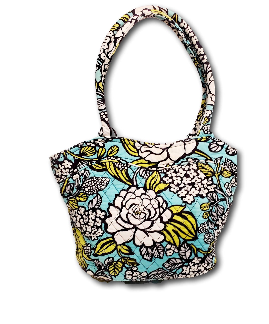 Vintage Vera Bradley Blue Floral Print Quilted Cotton Shoulder Bag Etsy