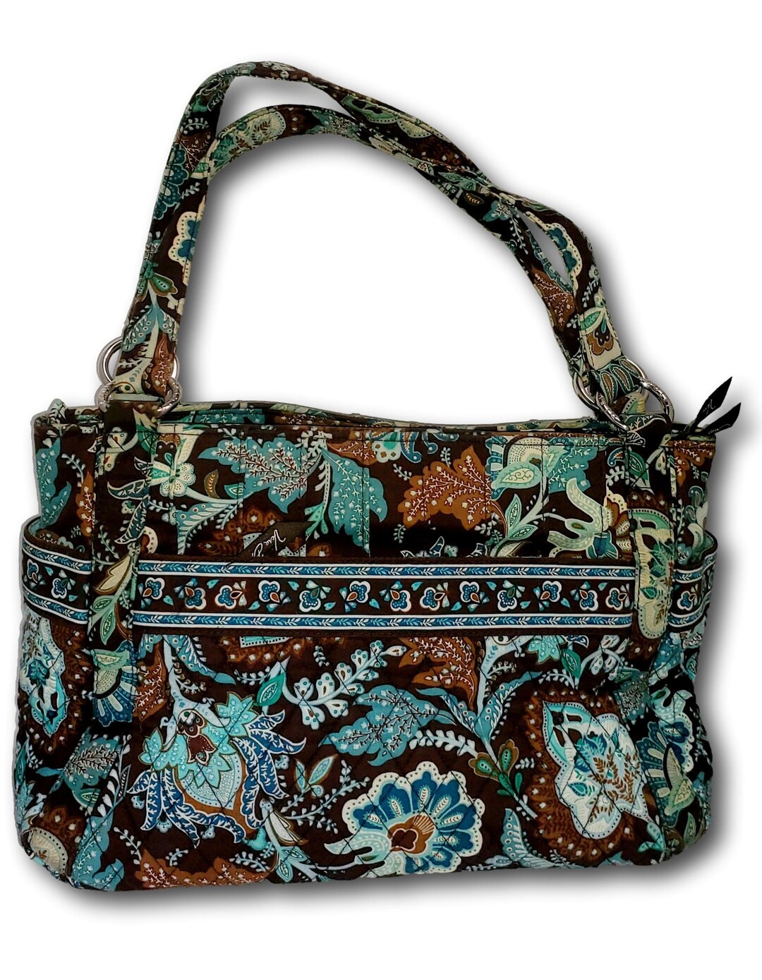 Vintage Vera Bradley Blue and Brown Floral Pattern Quilted Shoulder Bag ...