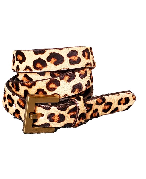 J. CREW Vintage Calf Hair Leopard Print Cowhide Belt | Etsy