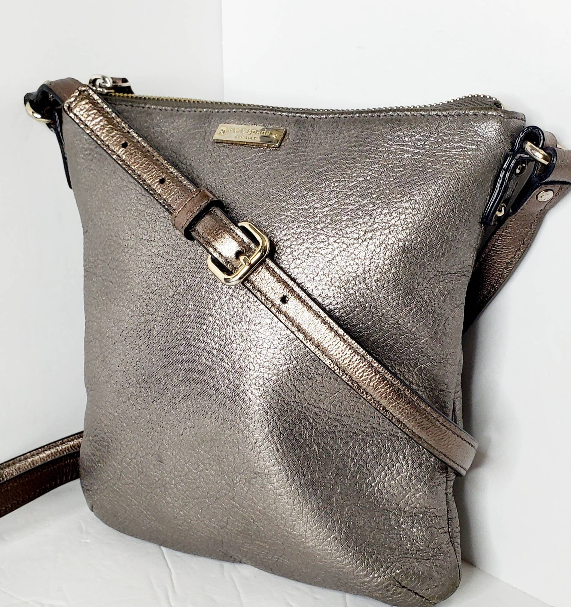 Kate Spade New York Light Metallic Silver Patterson Drive North South  Leather Crossbody