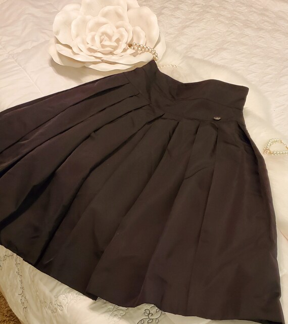 Authentic Vintage CHANEL Black Silk Taffeta Skirt