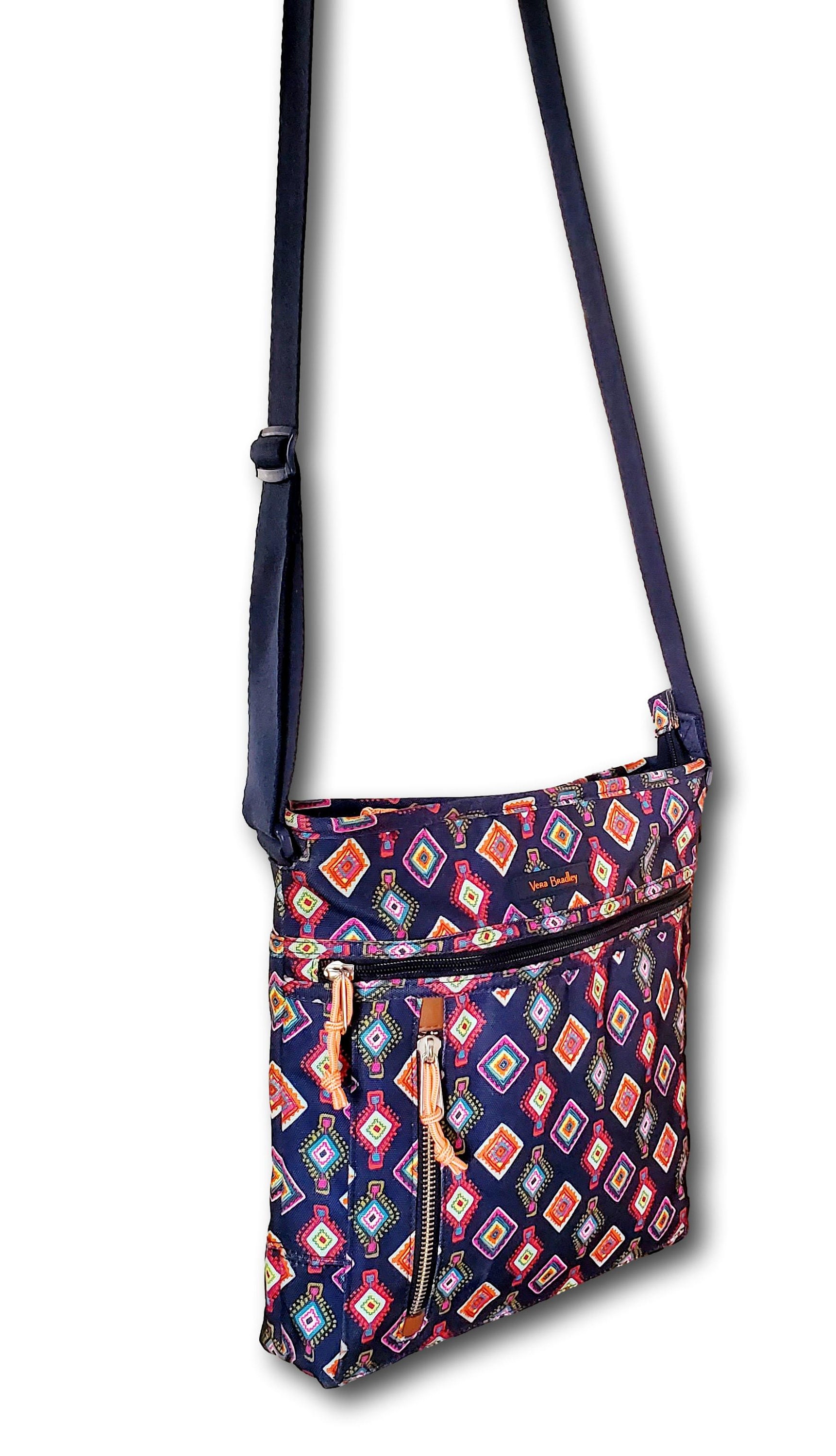 Vintage Vera Bradley Navy Blue Cotton Print Crossbody Bag Etsy