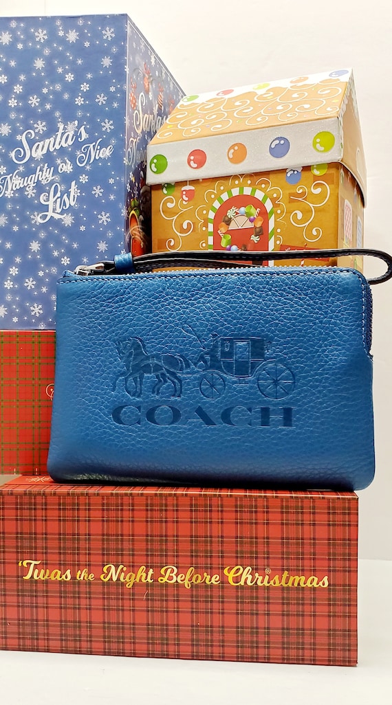 COACH Pre-Loved Blue Leather Wristlet Bag