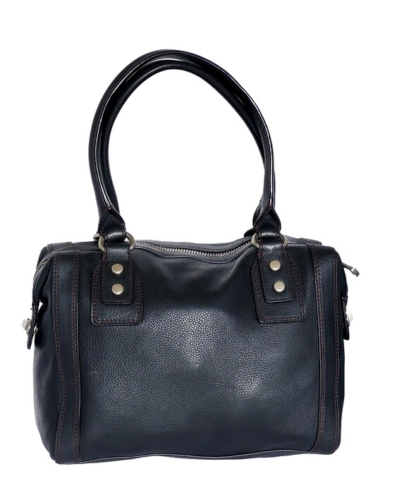 Vintage Fossil Black Leather Speedy Duffle Style … - image 4