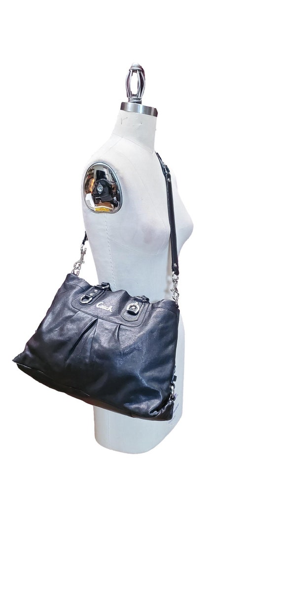 Vintage COACH Black Leather Ashley Shoulder Bag W… - image 1