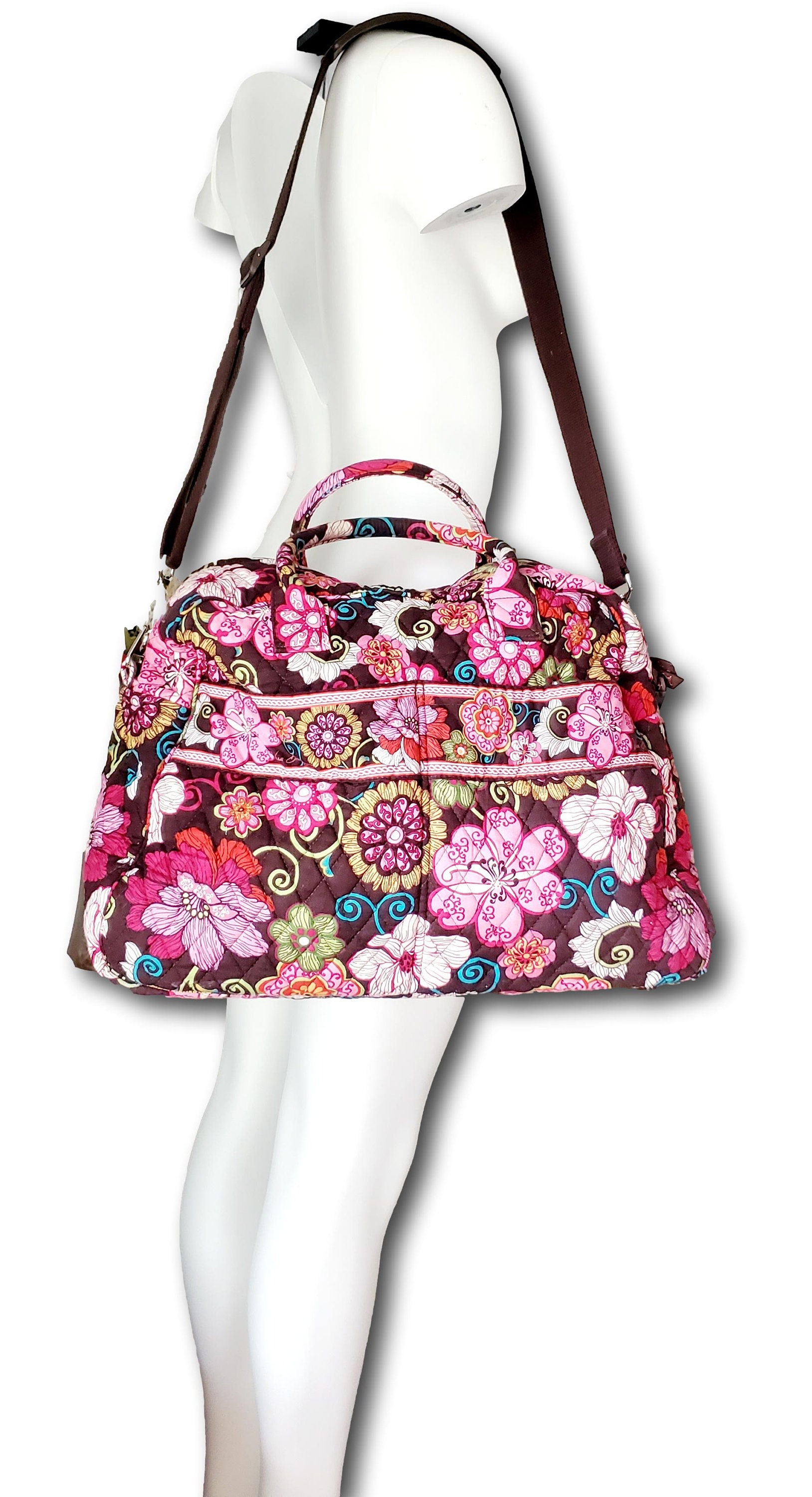 Vintage VERA BRADLEY Quilted Cotton Pink Floral Print Large Etsy