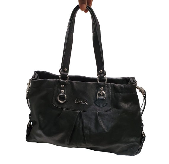 Vintage COACH Black Leather Ashley Shoulder Bag W… - image 2