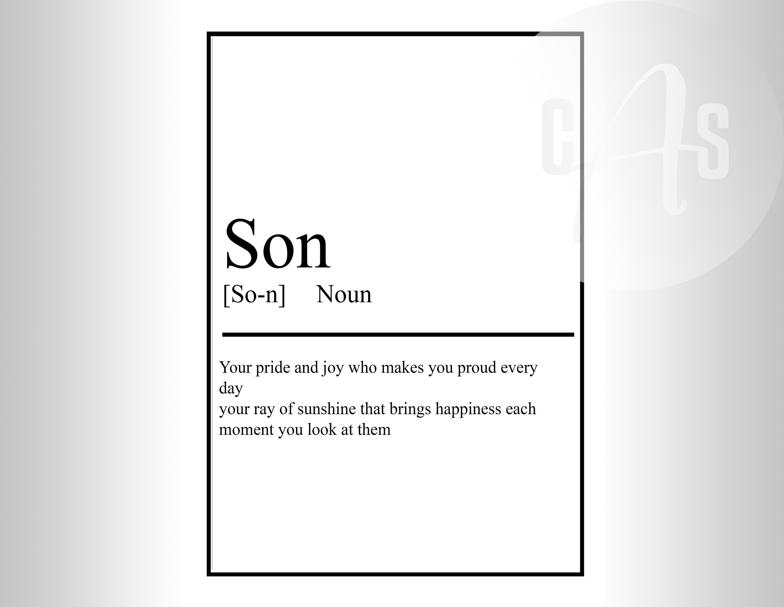 Son Definition Print Dictionary Wall Art New Parents Print Etsy UK