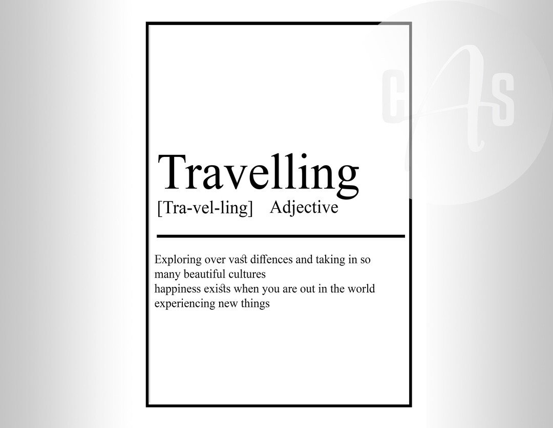 Travelling Definition Dictionary Wall Art Home Decor Travel Etsy
