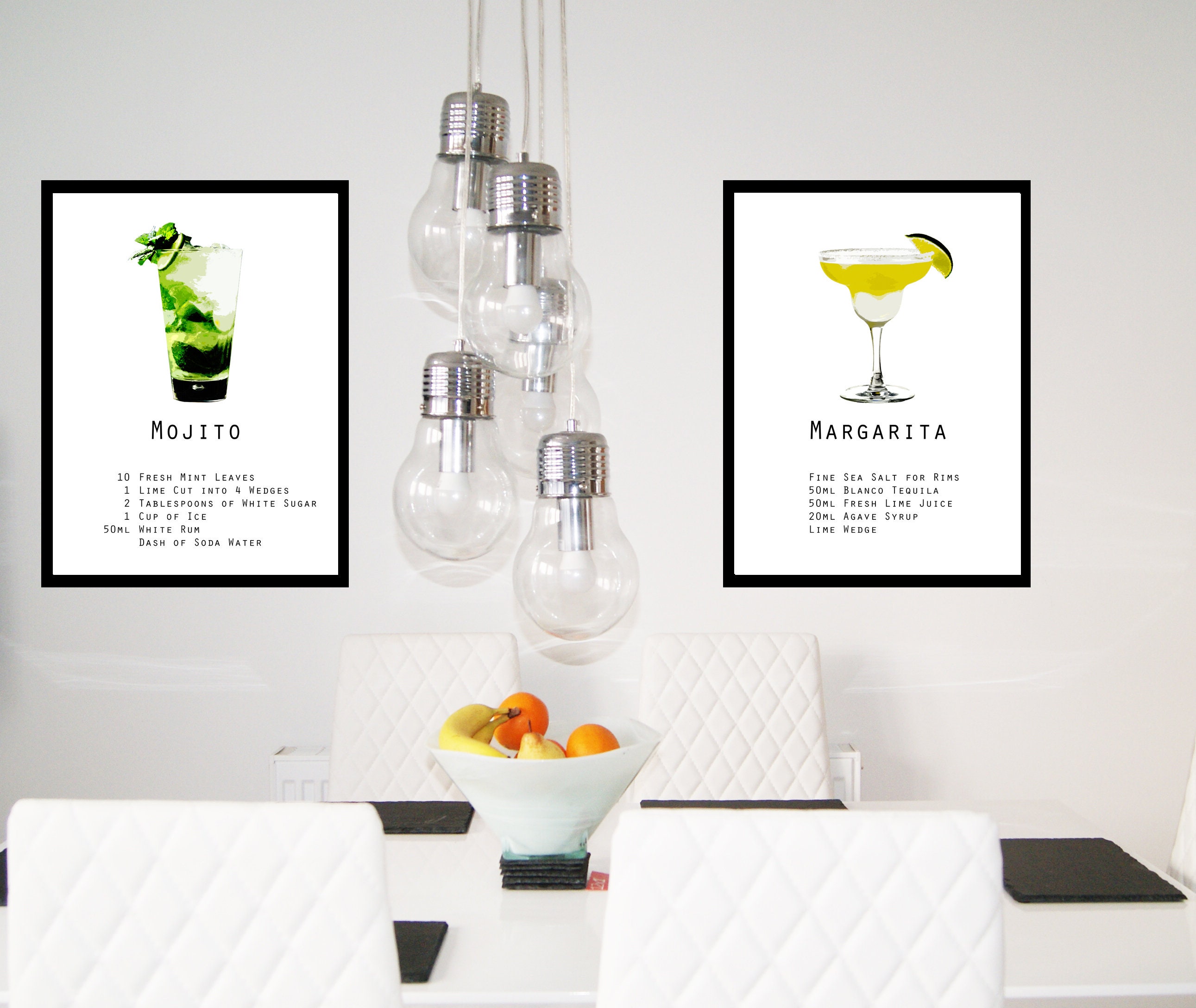 Cocktail Prints Wall Art Classic Cocktails Margarita Kitchen Etsy