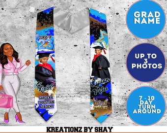 Graduation Stole Blue & Black Kinder Splash