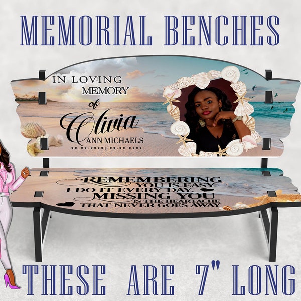 Memorial Seashells Memorial Bench for Loss of Loved One Size 7 x 4.5 Inches