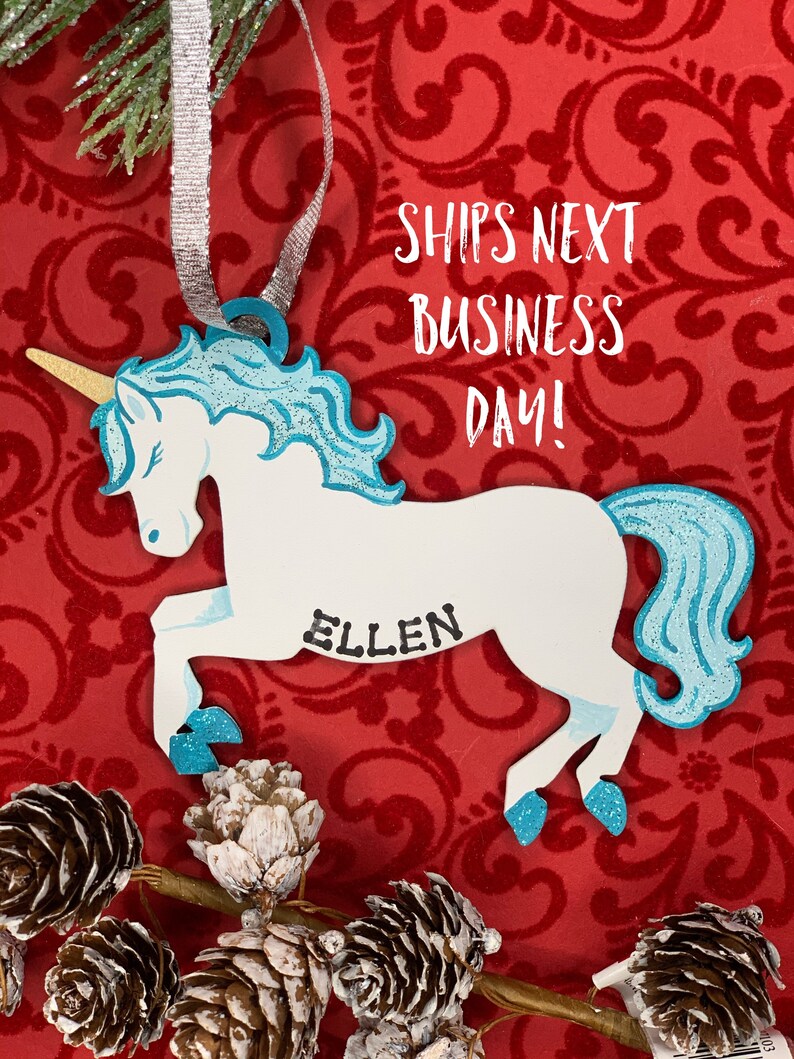 Unicorn Personalized Christmas Ornament. Personalized Etsy