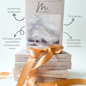 Handgefertigter Aquarell-Adventskalender • 12 Tage • Künstlerfarben-Set • Einzigartiges Aquarell-Geschenk • Probierkarten oder halbe Näpfchen • Version 2025