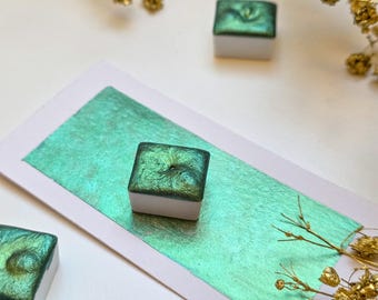 Jade • handmade watercolor paint • half pan