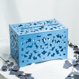 Hochzeitskarte Box mit Muster Der Schmetterlinge, Hochzeit Spardose mit Schlitz und Schloss, Hochzeit GeldBrief Box