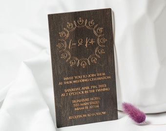 Wedding Invitation Set - Black Rustic Save The Dates Cards - Wood Wedding Invitation