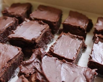 Frosted Iced Chocolate Brownies Bars Fresh Baked Made to Order from Scratch (1) One Dozen (12)