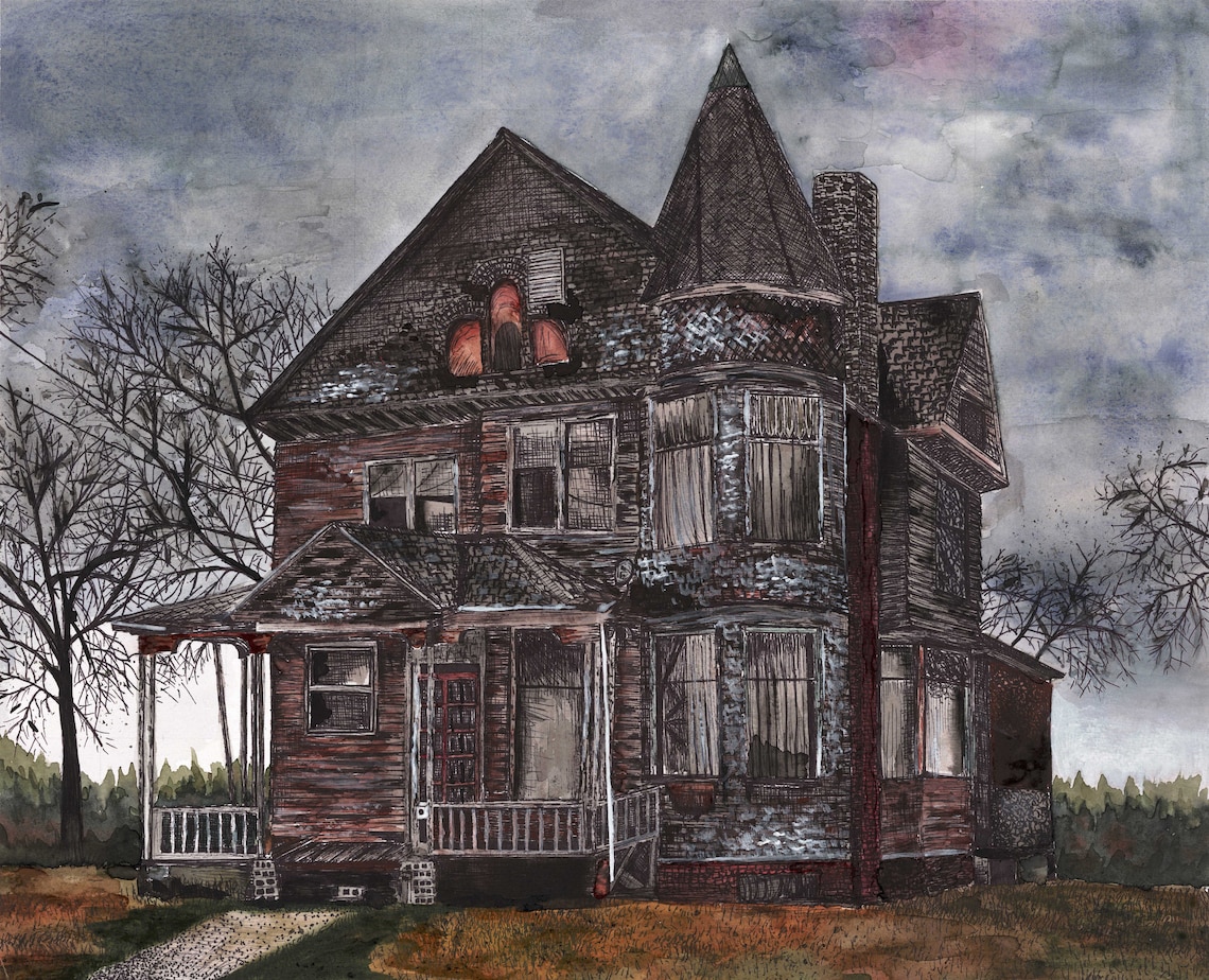 Old House Watercolor Painting Prints Etsy