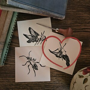 Linocut Insect (Hummingbird Moth 2)