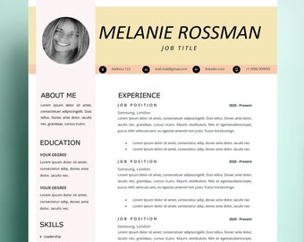 Modern Resume Template | Resume Template for Microsoft Word | Simple Resume Template | CV Template | One Page | Instant Download