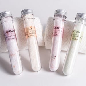 Essential Oil Bath Salt Tube | 2oz Relaxation Soak | Organic Aromatherapy Bath | Handmade Spa Gift | Megan’s Pantry Self Care