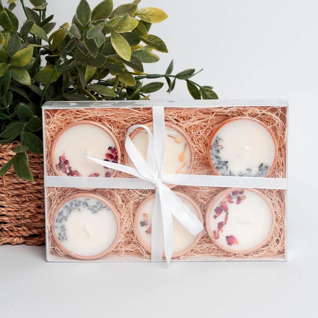 Gift Set of 6 Essential Oil Tealight Candles | Natural Soy Wax ...