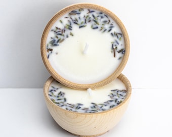 Velas votivas de aceites esenciales / Juego de 2 velas de soja en cuenco de madera / Variedad de aromas / Regalo de aromaterapia / Hechas a mano / Megan's Pantry