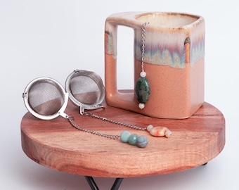 Gemstone Tea Infuser Ball | Stainless Steel Tea Strainer | Handmade Crystal Tea Ball | Gift for Tea Lover | Megan's Pantry
