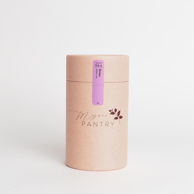 Megan’s Pantry Relax Herbal Tea – a calming blend of chamomile, lavender, and valerian root for soothing, caffeine-free relaxation