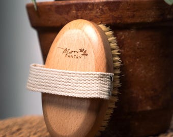 Natural Boar Bristle Body Brush | for Dry Brushing | Lymphatic Drainage and Circulation