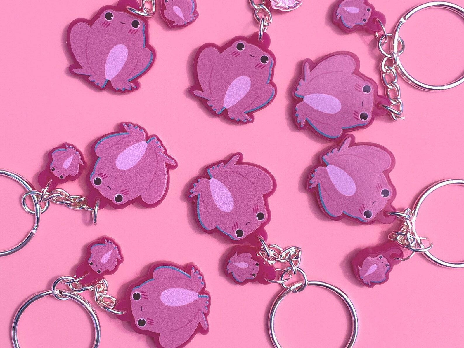 Pink frog Keyring Charm Etsy