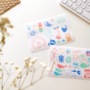 Japanese Stamp Style Clear Sticker Sheet (Weatherproof)