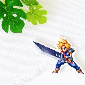 Pegatinas de píxeles de sprites de Cloud Strife / Pegatinas de Final Fantasy 7 / Pegatinas de FFVII