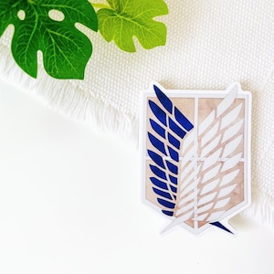 Pegatinas de vinilo con el escudo del Cuerpo de reconocimiento y el ala de la libertad / Ataque a los titanes