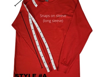 Long Sleeve Unisex Dialysis T-Shirt with Snap Opening
