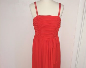 Red 1970s diamante disco dress