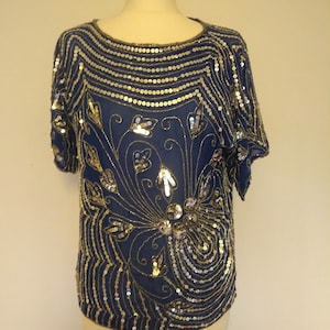blue and silver glitter top