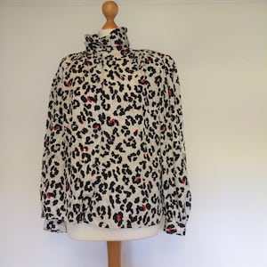 animal print 1980s blouse