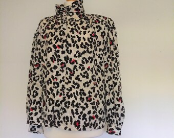 animal print 1980s blouse