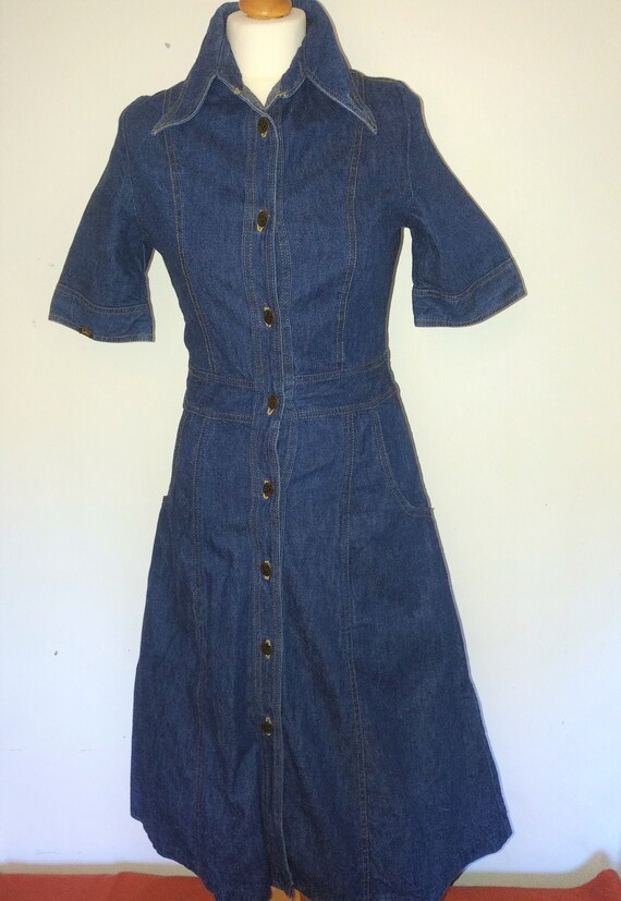 1970s Lee denim midi dress UK size small