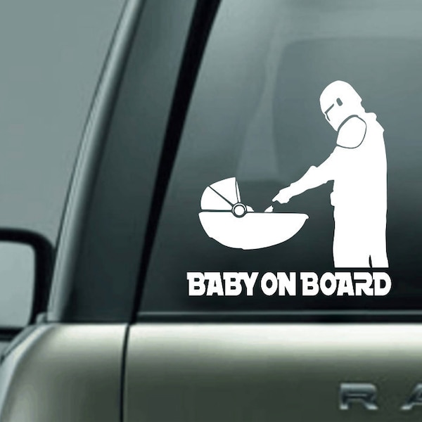 Baby Yoda on board - Essential Mandalorian bumper sticker decal- Star Wars