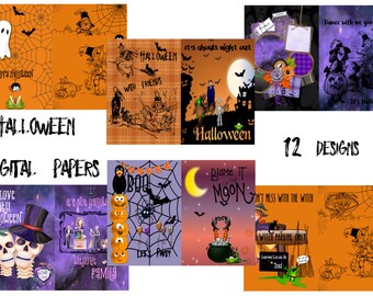 Halloween, Journal Pages, DIGITAL Download, Junk Journal, Scrapbook, Printable