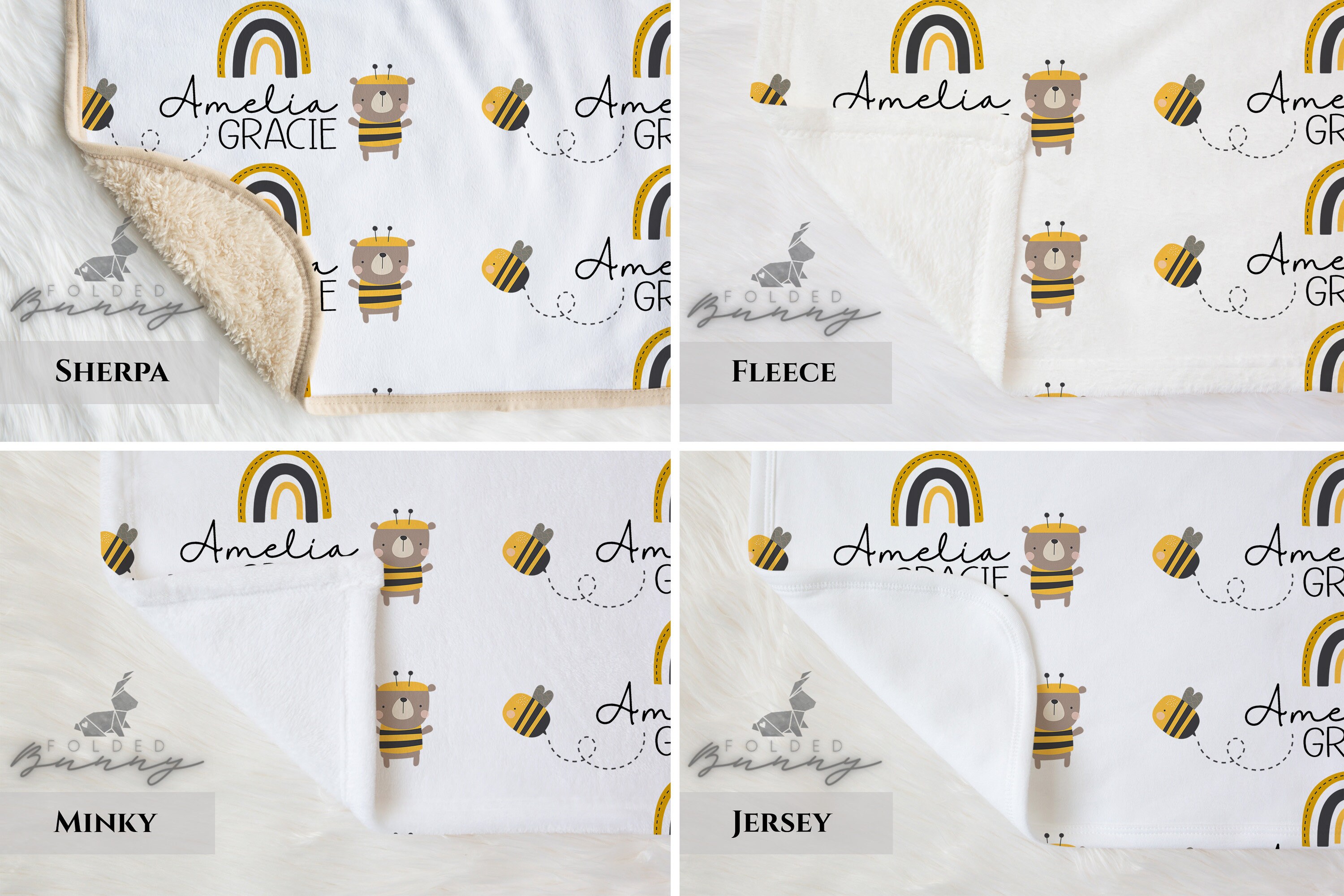 Personalized Baby Blanket Honey Bee Baby Swaddle Yellow Etsy