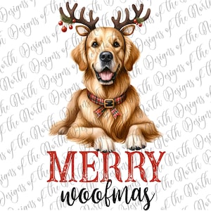 Joyeux woufmas-joyeux woufmas sublimation-golden retreiver chien Noël sublimation-golden retreiver sublimation-Noël chien sublimation
