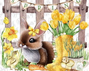 Spring sublimation-spring digital download-spring clipart-spring png-spring printable-spring bunny clipart-spring flowers sublimation-bunny