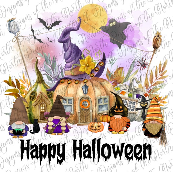 Happy Halloween-happy halloween sublimation-happy halloween gnomes sublimation-halloween gnomes digital download-halloween gnomes clipart