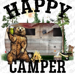 Happy camper-happy camper sublimation-happy camper clipart-happy camper png-bear camping sublimation-beer bear sublimation-beer bear clipart